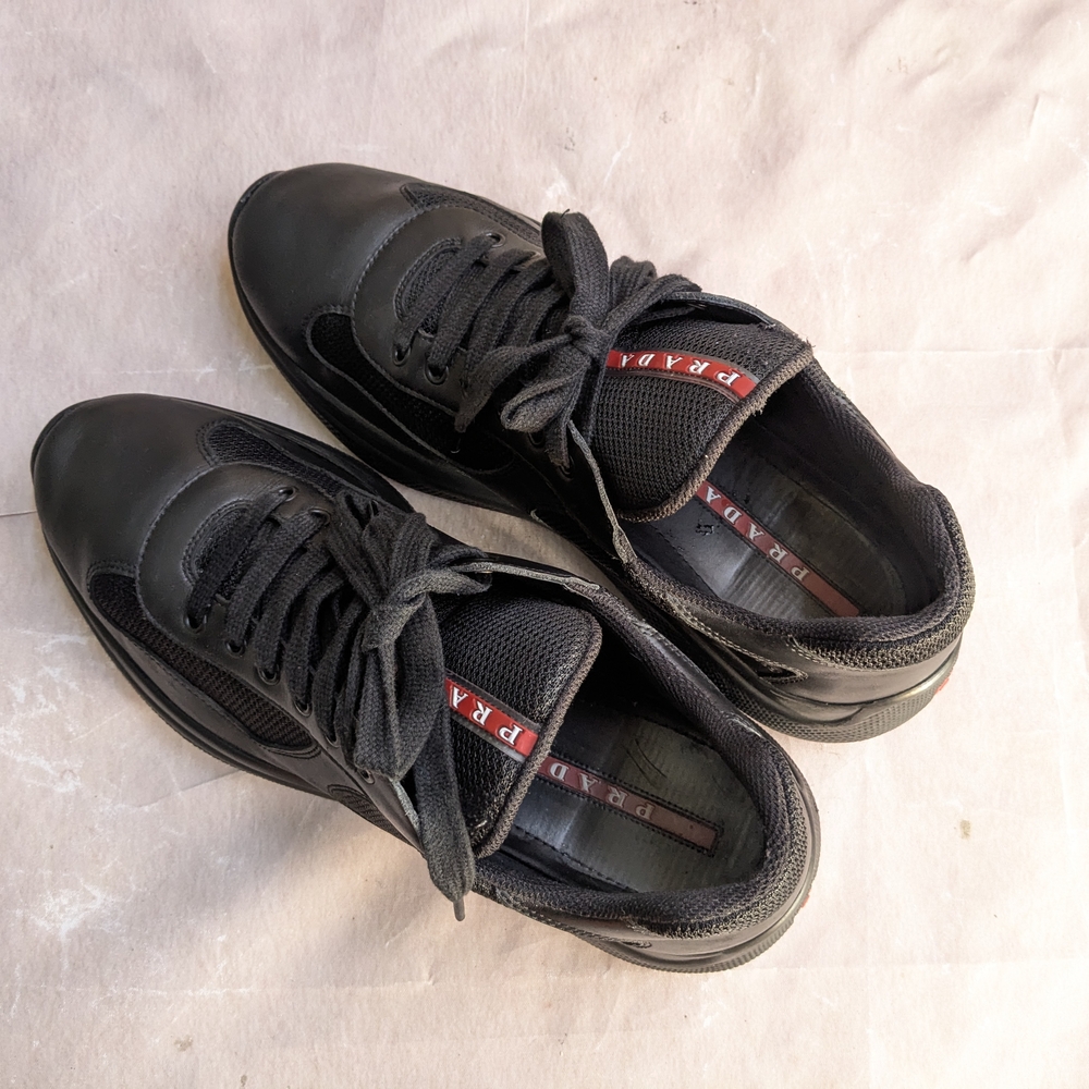 Prada America's Cup Sneakers Black Red Men 10.5 Leather - Picture 14 of 16